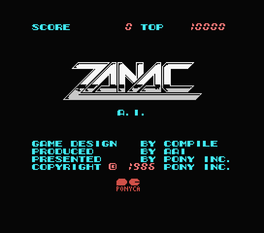 Zanac title screen for MSX